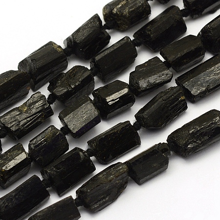 ARRICRAFT Natural Black Tourmaline Beads Strands, Nuggets, 8~14x6~10mm, Hole: 1mm, about 31~36pcs/strand, 16.1 inches