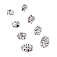 Unicraftale 316 Surgical Stainless Steel Spacer Beads, for Jewelry Craft Making Findings, with Crystal Rhinestone, Disc, Stainless Steel Color, 10x4mm, 8x4mm, 7x3mm, 6x3mm; 40pcs/box