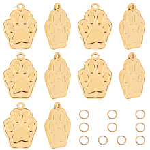 Unicraftale 304 Other Pendants & Charms & Open Jump Rings, Pet Pendants, Dog Footprint, Golden, 20pcs/box