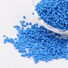 Honeyhandy 12/0 1.5~2mm Baking Paint Glass Seed Beads Loose Spacer Beads, Dodger Blue Hole: 0.5~1mm, about 2890pcs/50g