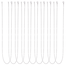 UNICRAFTALE Vacuum Plating Classic Plain 304 Stainless Steel Mens Womens Cable Chain for Necklace Making, with Lobster Claw Clasps, Stainless Steel Color, 17.7 inches(45cm), 20pcs/box