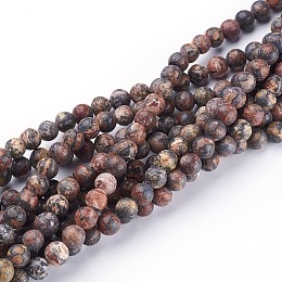 ARRICRAFT 15~16 inches Round Gemstone Strand, Red Leopard Skin Jasper, hole: about 0.8mm