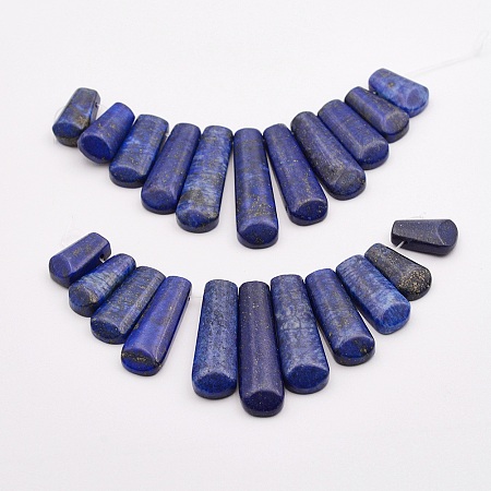 Arricraft Natural Lapis Lazuli Graduated Fan Beads Strands, Dyed, 16~39x9.5~10x5mm, Hole: 1mm, 11pcs/strand, 3.27 inches