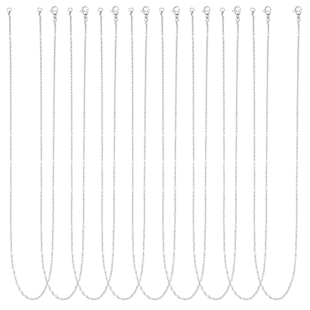 UNICRAFTALE Vacuum Plating Classic Plain 304 Stainless Steel Mens Womens Cable Chain for Necklace Making, with Lobster Claw Clasps, Stainless Steel Color, 17.7 inches(45cm), 20pcs/box