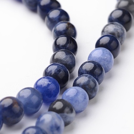 ARRICRAFT Round Natural Sodalite Bead Strands, 4mm, hole: 1mm, about 93pcs/strand, 15 inches