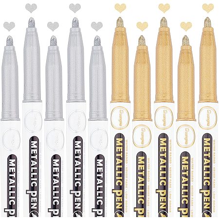 CRASPIRE Metallic Markers Paints Pens, Graffiti Highlighter Signature Pen, Mixed Color, 141x16.5x12mm, 2 colors, 5pcs/color, 10pcs/set