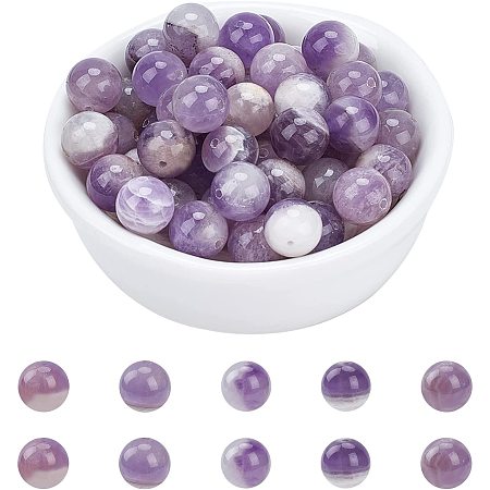 ARRICRAFT Round Natural Grade B Lavender Jade Beads Strands, 8mm, Hole: 1mm, about 49pcs/strand, 15.3 inches, 1strands/box
