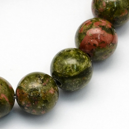 ARRICRAFT Natural Unakite Round Beads Strands, 6.5mm, Hole: 1mm, about 63pcs/strand, 15.5 inches