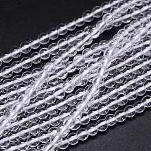 Arricraft Round Natural Grade A Quartz Crystal Bead Strands, Clear, 4mm, Hole: 1mm, about 98pcs/strand, 15.5 inches