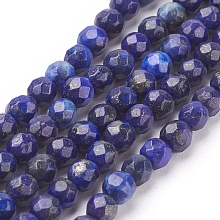 Arricraft Natural Lapis Lazuli Beads Strands, Faceted Round, Midnight Blue, 4mm, Hole: 1mm, about 96pcs/strand, 15.7 inches