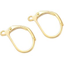 BENECREAT JK Findings, Yellow Gold Filled Leverback Earring Findings, 1/20 14K Gold Filled, 16x10x1.5mm, Pin: 0.6mm, 2pcs/set