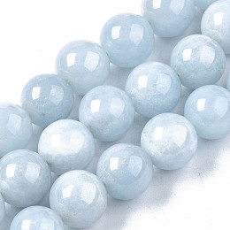 ARRICRAFT Natural Chalcedony Beads Strands, Imitation Aquamarine, Dyed & Heated, Round, 10mm, Hole: 1mm, about 40pcs/strand, 15.7 inches