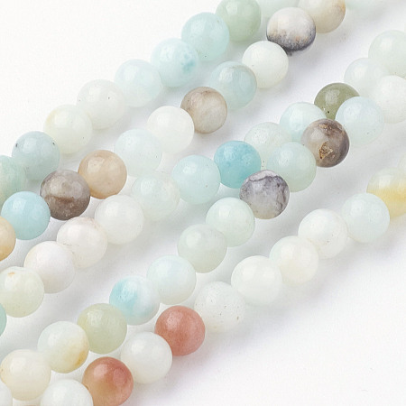 Arricraft Natural Amazonite Bead Strands, Round, 4~4.5mm, Hole: 1mm, about 85~90pcs/strand, 14.9 inches(38cm)