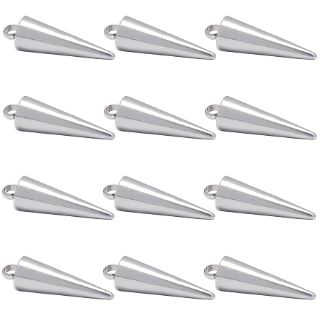 Unicraftale 304 Stainless Steel Pendants, Spike/Cone, Stainless Steel Color, 18x5mm, Hole: 2mm, 40pcs/box