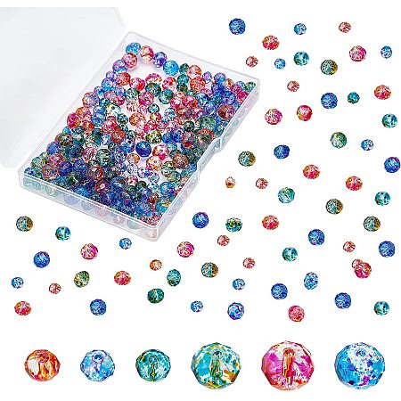 Olycraft Spray Painted Glass Beads, Faceted, Rondelle, Mixed Color, 6x5mm and 8x6mm; Hole: 1mm, 240pcs/box