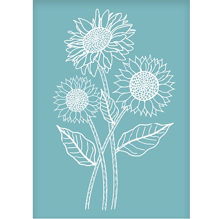 OLYCRAFT Self-Adhesive Silk Screen Printing Stencil Sunflower Reusable Pattern Stencils for Painting on Wood Fabric T-Shirt Wall and Home Decorations