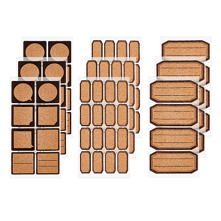 Cork Label Stickers, Self Adhesive Craft Stickers, for DIY Art Craft,  Scrapbooking, Greeting Cards, Octagon Rectangle & Dialog, Tan,  13.6x6.6x0.04cm; Sticker: 30x14mm; 3bags/set 