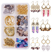 SUNNYCLUE DIY Earring Making, with Cellulose Acetate(Resin) Pendants, 304 Stainless Steel Pendants, Alloy Findings and Brass Earring Hooks, Mixed Color, 9.5~10x9.5~10x2.5mm, Hole: 1.5mm