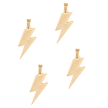 Unicraftale 201 Other Pendants & Charms, with Stainless Steel Snap On Bails, Lightning, Golden, 32x12.5x1mm, Hole: 4X8.5mm, 4pcs/box