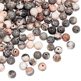 Olycraft Natural Pink Zebra Jasper Beads, Round, 6mm, Hole: 1mm; about 61pcs/Strand, 15.20''(38.6cm), 2strands/box