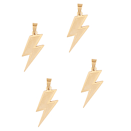 Unicraftale 201 Other Pendants & Charms, with Stainless Steel Snap On Bails, Lightning, Golden, 32x12.5x1mm, Hole: 4X8.5mm, 4pcs/box