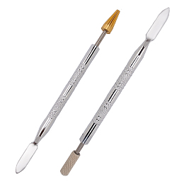 Gorgecraft Stainless Steel Double Side Leather Edge Dye Pen, Leather Edge Roller Applicator, for Leather Craft DIY Working, Golden & Stainless Steel Color, 140x7mm; 144x7mm; 2pcs/set