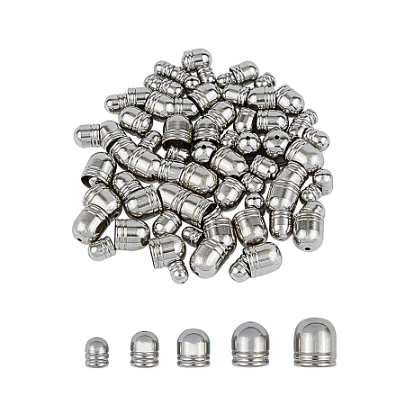 Unicraftale 304 Stainless Steel Cord Ends, End Caps, Mixed Size, with Bead Container, Stainless Steel Color, 7.4x7.2x1.7cm; about 100pcs/box