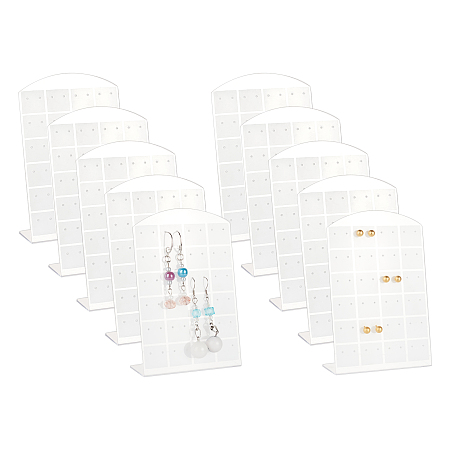 PandaHall Elite 10 Pack 48 Holes Earring Stand Holder, Acrylic Earring Stud Holder L-Shape Earrings Ear Studs Display Stand Jewelry Show Plastic Display Showcase (5.3 x 3.4 x 1.3 Inch)