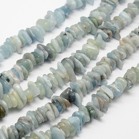 ARRICRAFT Chips Natural Aquamarine Beads Strands, 7~13x2~5mm, Hole: 1mm, about 14.9 inches