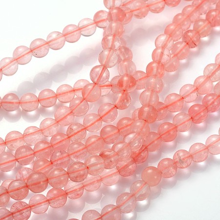 ARRICRAFT Cherry Quartz Glass Beads Strands, Round, about 6mm in diameter, hole: about 0.8mm, 15~16 inches