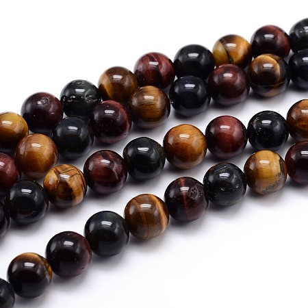 ARRICRAFT Natural Gemstone Round Bead Strands, Tiger Eye, 6mm, Hole: 1mm, about 64pcs/strand, 16 inches