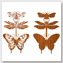 NBEADS 2Pcs 2 Styles PET Hollow Out Drawing Painting Stencils, for DIY Scrapbook, Photo Album, Butterfly & Dragonfly & Bee Pattern, Insect Pattern, 297x210mm, 1pc/style