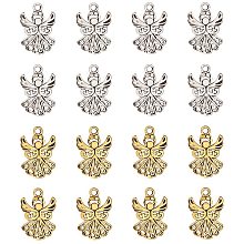 Arricraft Tibetan Style Pendants, Angel, Antique Silver & Antique Golden, 20x14x1mm,  Hole : 1.5mm; 80pcs/box