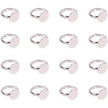 Arricraft Brass Pad Ring Bases, Lead Free & Cadmium Free, Adjustable, Silver, Tray: 12mm; Size 7, 17mm; 50pcs/box