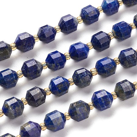 Arricraft Natural Lapis Lazuli Beads Strands, Round, Faceted, 7x7x8mm, Hole: 0.8mm, about 38pcs/Strand, 15.35 inches(39cm)