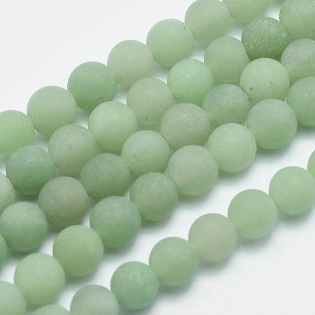 ARRICRAFT Natural Green Aventurine Beads Strands, Frosted, Round, 8mm, Hole: 1mm, about 53pcs/strand, 15.5 inches(39.5cm)