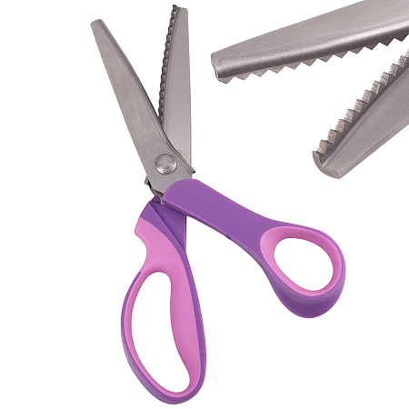 Gorgecraft Stainless Steel Scalloped Pinking Shears, with Plastic Handle, Sewing Craft Scissors, Medium Violet Red, 234x87x18mm