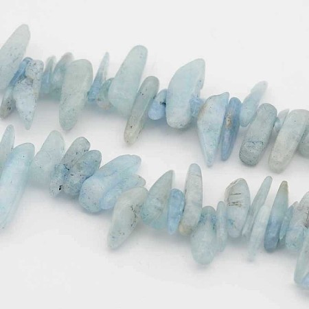 ARRICRAFT Natural Aquamarine Beads Strands, Chips, Light Sky Blue, 9~27x3~8x1~6mm, Hole: 1mm, 15 inches