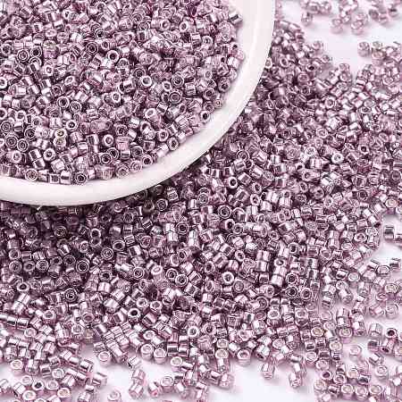 Honeyhandy Cylinder Seed Beads, Metallic Colours, Uniform Size, Lilac, 2x1.5mm, Hole: 0.8mm, about 888pcs/10g