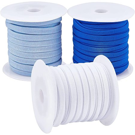 Flat Polyester Elastic Cord, Webbing Garment Sewing Accessories, Mixed Color, 5x2mm; 3 colors, 1roll/color, about 3m/roll, 3rolls/set