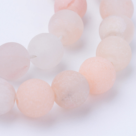 ARRICRAFT Natural Pink Aventurine Beads Strands, Frosted, Round, 8~8.5mm, Hole: 1mm, about 47pcs/strand, 15.5 inches
