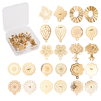 SUNNYCLUE 304 Stainless Steel Stud Earring Findings, with Ear Nuts/Earring Backs, Golden, 7.4x7.3x2.5cm; 24pcs/box