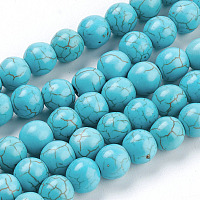Arricraft Gemstone Beads, Synthetical Turquoise, Round, Sky Blue, 8mm, Hole: 1mm, about about 50pcs/strand