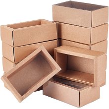 Drawer Kraft Paper Box, Festival Gift Wrapping Boxes, Gift Packaging Boxes, for Jewelry, Wedding Party, with PVC Plastic Windows, BurlyWood, 18.6x12.3x3.5cm