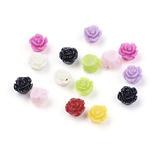 Honeyhandy Flower Resin Beads, Mixed Color, 6x4mm, Hole: 1mm