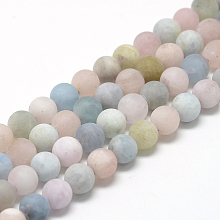 ARRICRAFT Natural Morganite Beads Strands, Frosted, Round, 4mm, Hole: 1mm, about 100pcs/strand, 15.7 inches