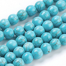 Arricraft Gemstone Beads, Synthetical Turquoise, Round, Sky Blue, 8mm, Hole: 1mm, about about 50pcs/strand