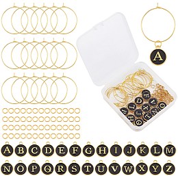 SUNNYCLUE 1 Box 26 Set Wine Glass Tag Charms Drink Identifiers Markers Including Alphabet Letter Alloy Enamel Pendants Brass Charm Rings Jump Rings for Party Favors Decorations