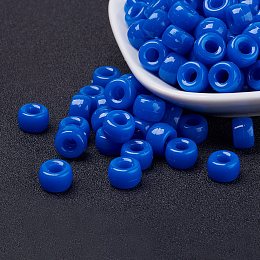 Honeyhandy Opaque Acrylic European Beads, Barrel, Blue, 9x6mm, Hole: 4mm, about 1900pcs/500g