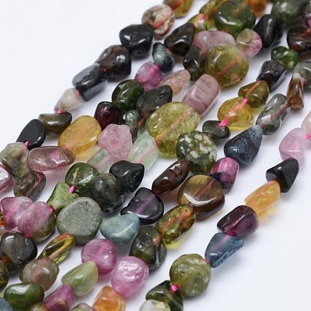ARRICRAFT Natural Tourmaline Beads Strands, Nuggets, 5~11x5~7mm, Hole: 1mm, 15.3 inches~15.7 inches(39~40cm)